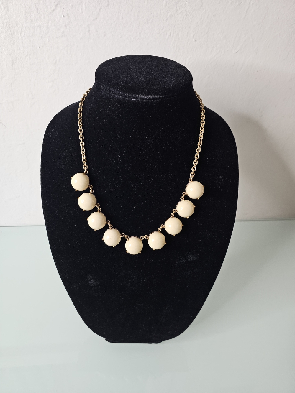 J.Crew Faceted Half Dome Stone Gold Tone Necklace